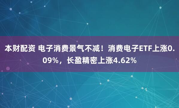 本财配资 电子消费景气不减！消费电子ETF上涨0.09%，长盈精密上涨4.62%